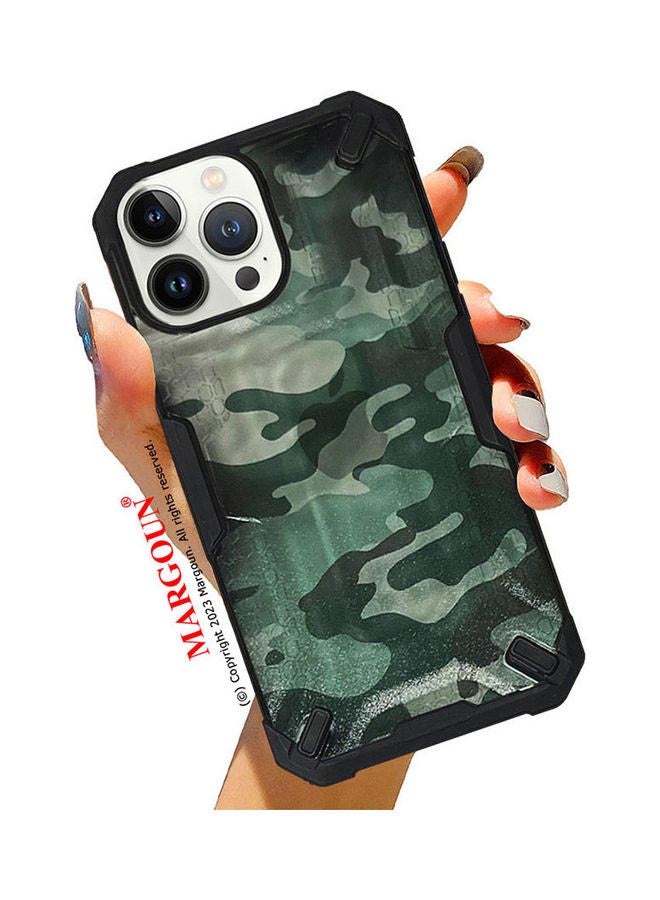 MARGOUN Apple iPhone 13 Pro Shockproof Camouflage Military Grade Drop Tested Phone Case Olive Green/Black - Image 4
