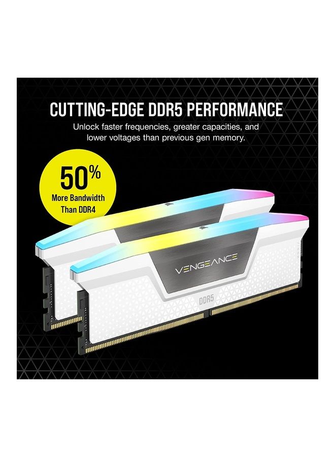 كورسير وحدة تخزين كمبيوتر مكتبي محسنة من فينجيانس RGB DDR5 32GB (2×16GB) 5200MHz C40 انتل (اضاءة RGB ديناميكية 10 مناطق، تحكم في الجهد الداخلي، ملفات XMP 3.0 مخصصة) CMH32GX5M2B5200C40W ابيض أبيض - v1683785197/N53404861A_3