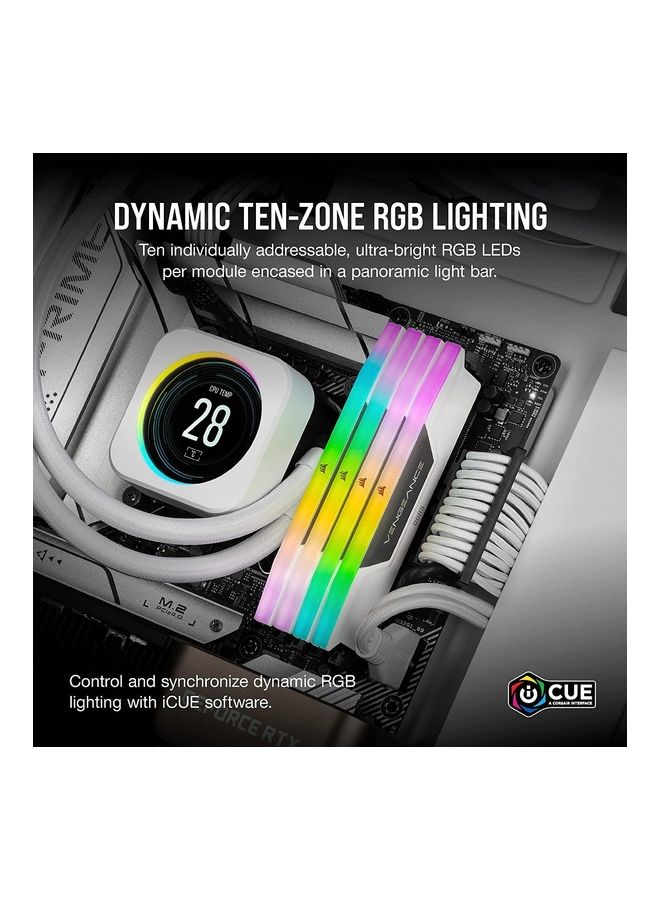 كورسير وحدة تخزين كمبيوتر مكتبي محسنة من فينجيانس RGB DDR5 32GB (2×16GB) 5200MHz C40 انتل (اضاءة RGB ديناميكية 10 مناطق، تحكم في الجهد الداخلي، ملفات XMP 3.0 مخصصة) CMH32GX5M2B5200C40W ابيض أبيض - v1683785197/N53404861A_4