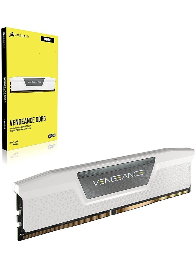 Vengeance DDR5 64GB 2 x 32GB 5200MHz C40 Intel Desktop Memory Onboard Voltage Regulation Custom XMP 3.0 Profiles Compact Form-Factor Solid Aluminum Heatspreader White