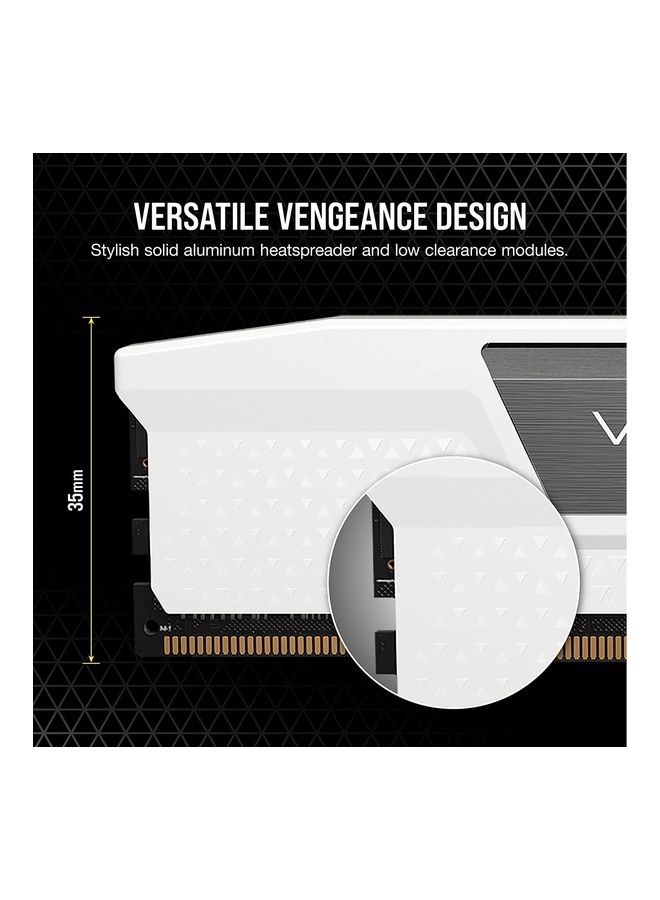 Vengeance DDR5 64GB 2 x 32GB 5200MHz C40 Intel Desktop Memory Onboard Voltage Regulation Custom XMP 3.0 Profiles Compact Form-Factor Solid Aluminum Heatspreader White