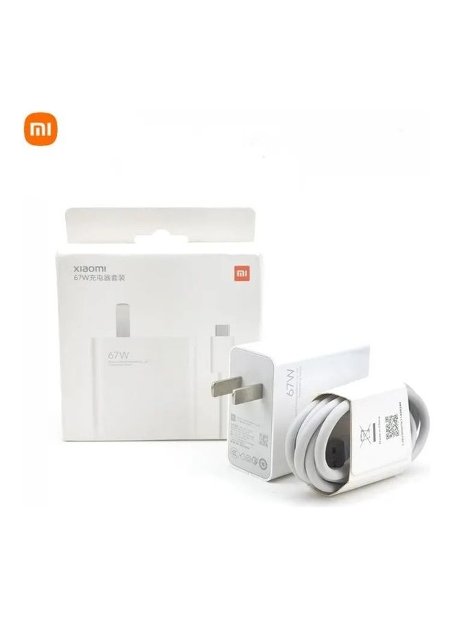 Xiaomi - 67W Fast Charger And 6A With USB Type-C Charging Cable White - Image 1