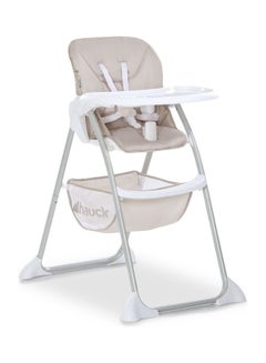 hauck Sit N Fold Children'S High Chair, From 6 Months To 15 Kg, Narrow Foldable, Adjustable Backrest, Removable Tray, Large Toy Basket - Beige  - Image 1