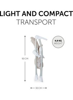 hauck Sit N Fold Children'S High Chair, From 6 Months To 15 Kg, Narrow Foldable, Adjustable Backrest, Removable Tray, Large Toy Basket - Beige  - Image 5