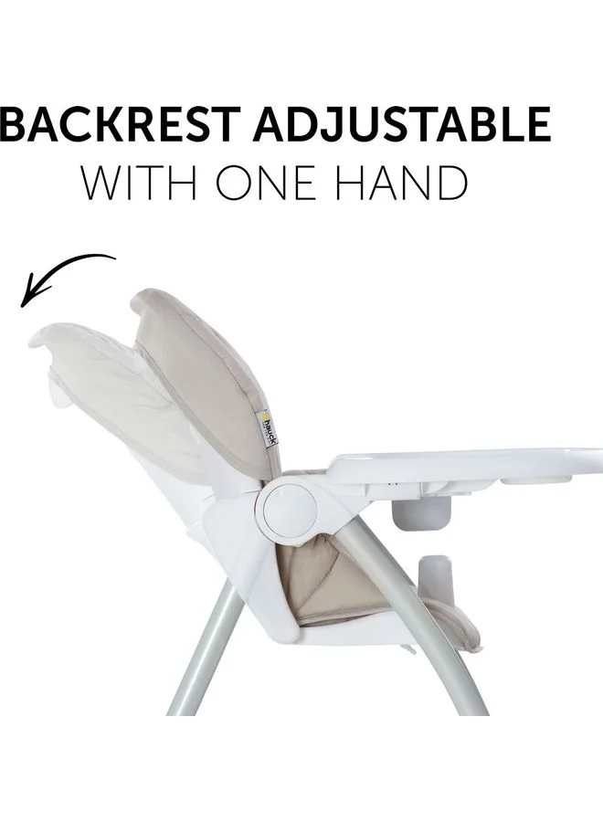 hauck Sit N Fold Children'S High Chair, From 6 Months To 15 Kg, Narrow Foldable, Adjustable Backrest, Removable Tray, Large Toy Basket - Beige