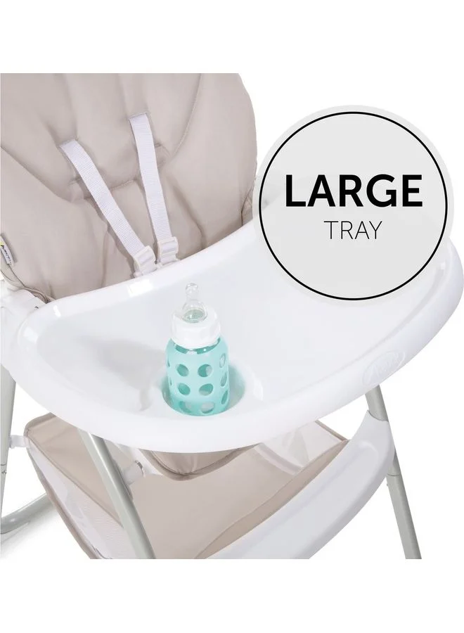 hauck Sit N Fold Children'S High Chair, From 6 Months To 15 Kg, Narrow Foldable, Adjustable Backrest, Removable Tray, Large Toy Basket - Beige