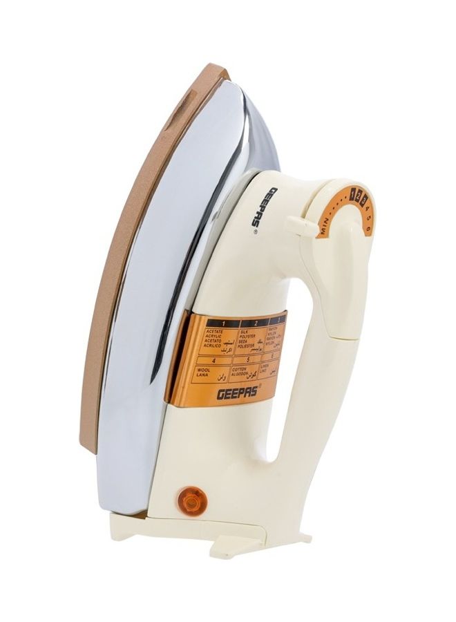 GEEPAS Heavy Weight Electric Dry Iron with Golden Ceramic Soleplate 1000 W GDI2752N White/Silver/Gold  - Image 1