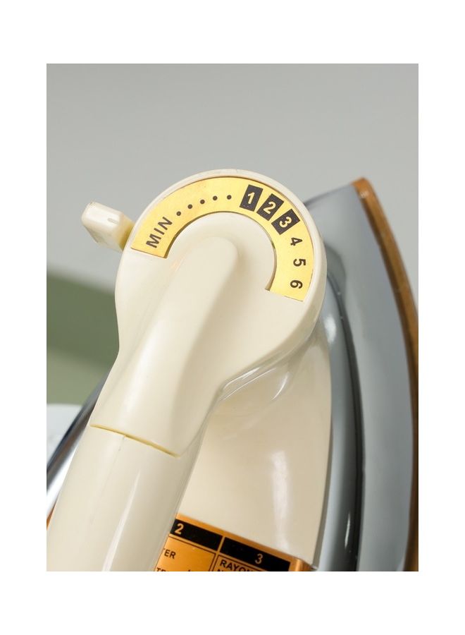 GEEPAS Heavy Weight Electric Dry Iron with Golden Ceramic Soleplate 1000 W GDI2752N White/Silver/Gold  - Image 5