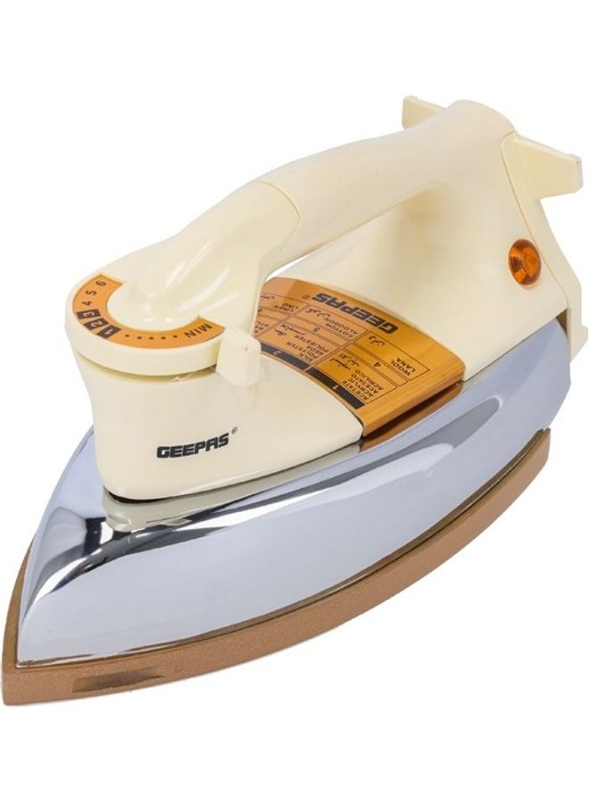 GEEPAS Heavy Weight Electric Dry Iron with Golden Ceramic Soleplate 1000 W GDI2752N White/Silver/Gold  - Image 3