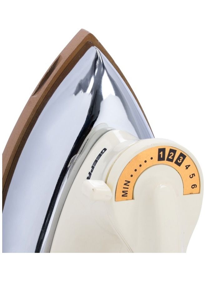 GEEPAS Heavy Weight Electric Dry Iron with Golden Ceramic Soleplate 1000 W GDI2752N White/Silver/Gold  - Image 4