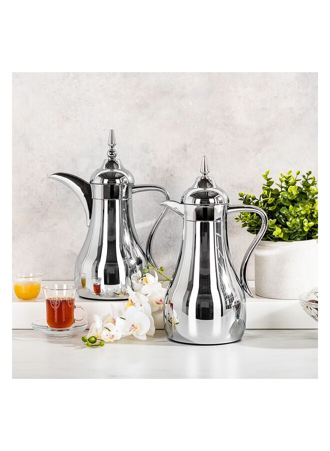 دلتي طقم ترمس معزول من قطعتين فضي 1لترات - Image 2