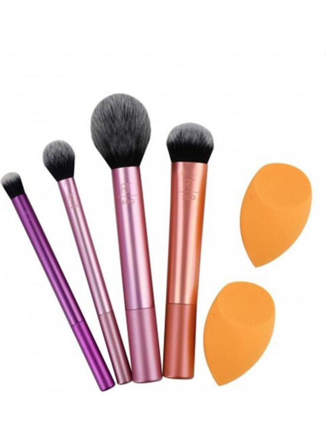 Pack Of 6 Makeup Brush With Sponge Set Multicolour
