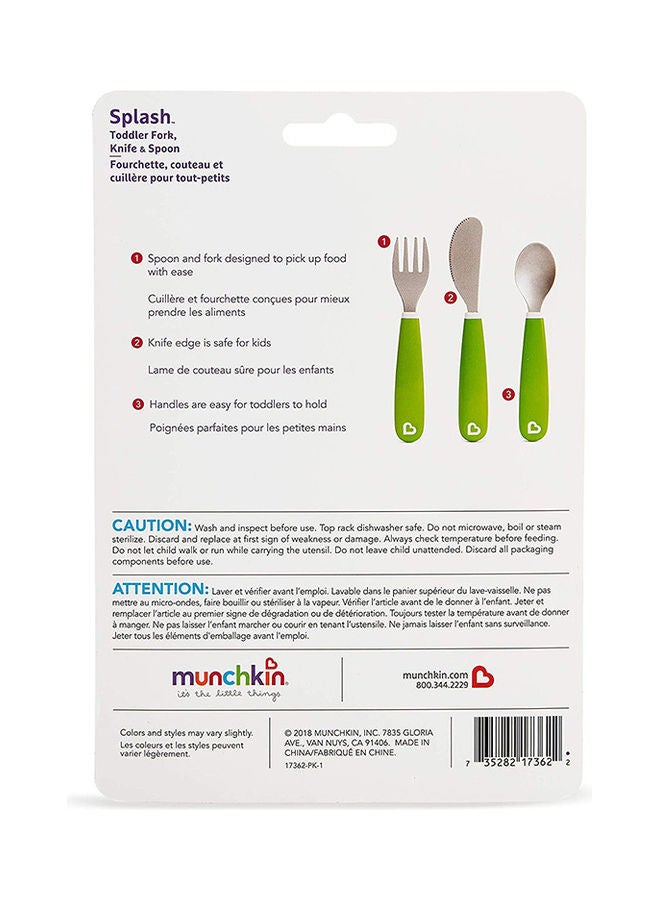 Splash Toddler Cutlery Set Fork, Knife & Spoon, Green - v1683810381/N53405168A_3