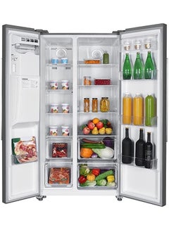 SUPER GENERAL 650 Liters Gross Side-By-Side Refrigerator-Freezer with Water Dispenser Digital Control  1 Year Warranty SGR870SBS Silver  - Image 3