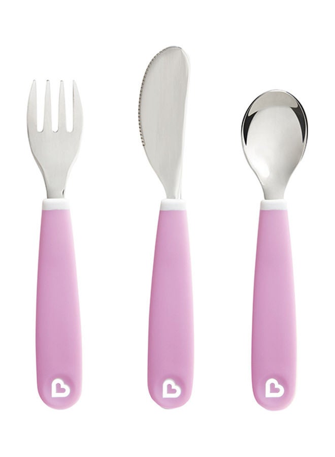 Munchkin Splash Toddler Cutlery Set Fork, Knife & Spoon, Purple  - Image 1
