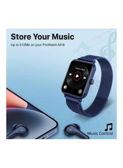 PROMATE Smart Watch, Bluetooth 5.3 Health and Fitness Tracker with Media Storage, 1.78” AMOLED Display, 20 Day Battery Life, 37 Sports Modes and IP68 Water Resistance for iPhone 14, Galaxy S22, ProWatch-M18.B BLUE  - Image 3