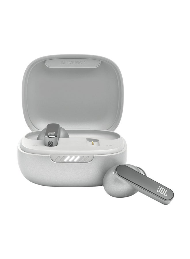 JBL Live Pro 2 Wireless Noise Cancelling Earbuds Oval Tubestm For Better Comfort Isolation Bass Dual Connect And Sync With Multi Point Connection Silver - Image 1