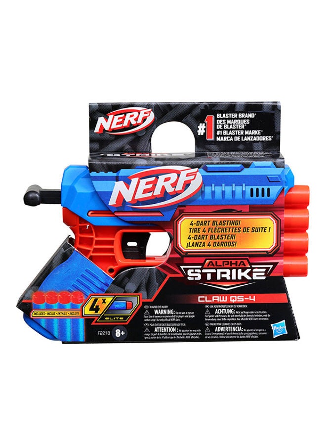 نيرف مسدس ألفا سترايك كلو QS-4 - 4 سهام ناسفة - تتضمن 4 سهام إسفنجية رسمية من النخبة - سهلة التحميل والتجهيز والإطلاق - Image 1