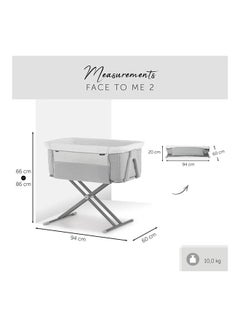hauck Face To Me 2 Bedside Travel Cot, Melange Grey  - Image 4