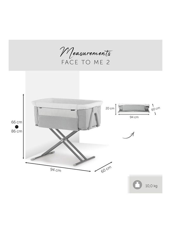 hauck Face To Me 2 Bedside Travel Cot, Melange Grey  - Image 4