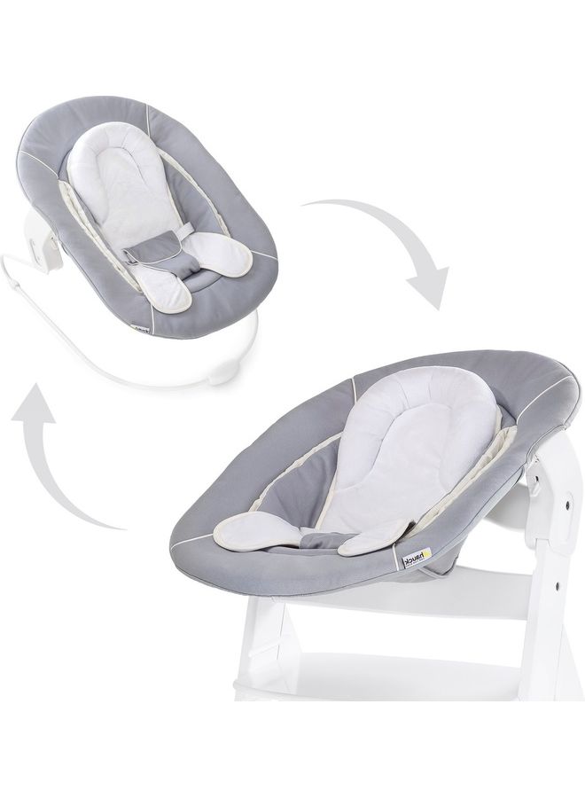 hauck - Alpha+ 2 In 1 Bouncer And Baby Rocker, Stretch Grey From Birth, Newborn Set, Compatible With Alpha Highchair - Image 1