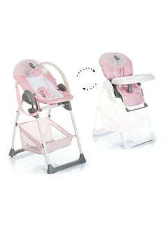hauck Grow - Along Highchair Sit N Relax , New - Born Attachment From Birth To 9 Kg , Toddler Seat Up To 15 Kg , Height - Adjustable , Foldable , Wheels , Play Arch , Tray , Basket , Pink  - Image 1