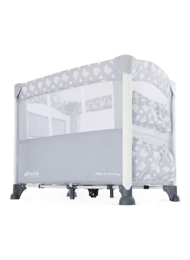 hauck - Bedside Crib Sleep N Care Plus, Co - Sleeper For New Born Babys From Birth Up To 9 Kg, Lowerable Side Part, Wheels, Toy Pockets, Storage Compartment, Foldable, Transport Bag, Teddy Grey - Image 1