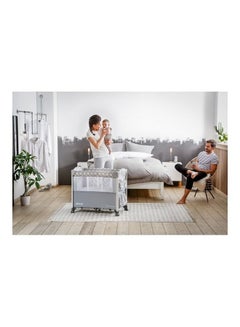 hauck Bedside Crib Sleep N Care Plus, Co - Sleeper For New Born Babys From Birth Up To 9 Kg, Lowerable Side Part, Wheels, Toy Pockets, Storage Compartment, Foldable, Transport Bag, Teddy Grey  - Image 2