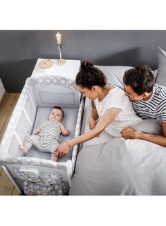 hauck Bedside Crib Sleep N Care Plus, Co - Sleeper For New Born Babys From Birth Up To 9 Kg, Lowerable Side Part, Wheels, Toy Pockets, Storage Compartment, Foldable, Transport Bag, Teddy Grey  - Image 4