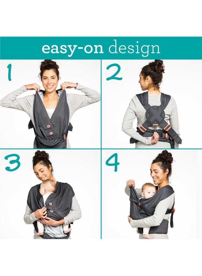 infantino - Hug And Cuddle Adjustable Hybrid Wrap Baby Carrier with Quilted Privacy Cover And Built-in Storage Pouch From 0 Months and Above - Black - Image 1