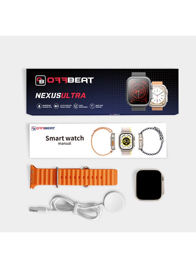 OFFBEAT - Nexus Ultra 49mm Smartwatch with Sports Mode, 24H Fitness & Heart Rate Monitor and IPX4 Water Resistant Design compatible with iPhone and Android phones with Ocean Strap Orange - Image 1