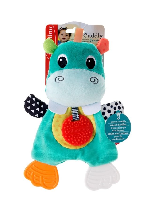 infantino Cuddly Silicon BPA free Baby Teether For Sensory Exploration From 0 Months and Above - Hippo - Image 4