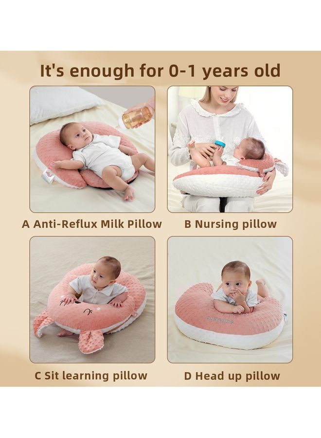 Sunveno Baby Anti-Reflux Feeding Pillow With C Shapped Seating Pillow - Pink  - Image 5
