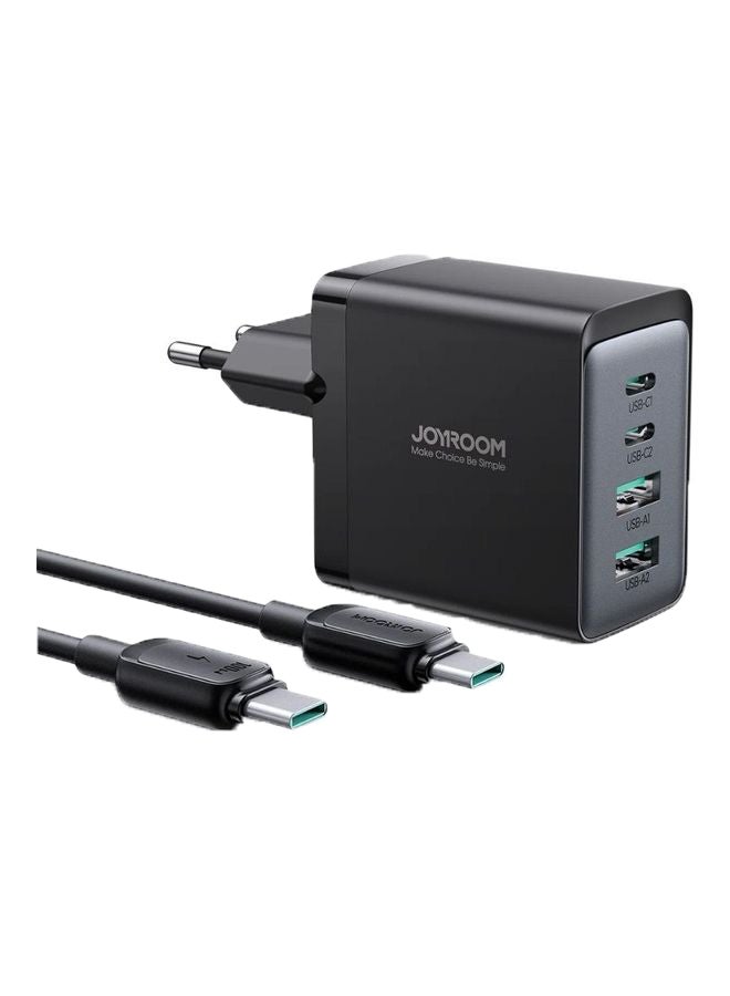 JOYROOM PD67W 4Ports GaN 2 USB C - 2 USB A Fast Charger Laptop Charging Plug TypeC Power Adapter Compatible With MacBook Pro Air iPhone14 Pro Max 14 13 iPad Pro Air GalaxyS23 Ultra Laptops Phones Black  - Image 1