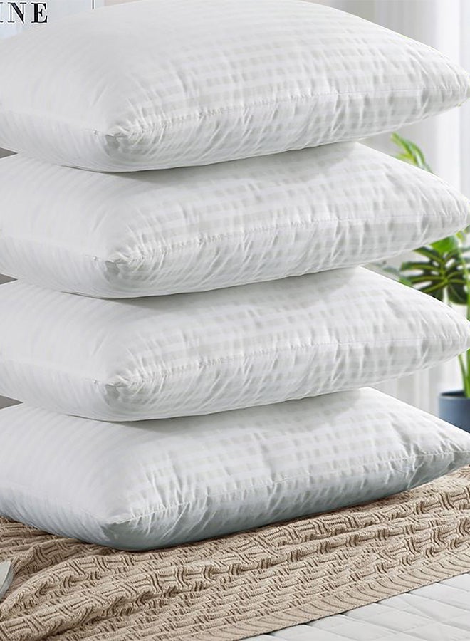 4- Piece Of Comfortable Strip Hotel Pillow Microfiber White 75x50cm 