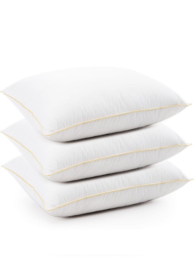 REGAL IN HOUSE Set of 3-Piece of Comfortable soft hotel pillow of Feather Alternative filling with Microfiber White / Gold 90x50cm  - Image 1