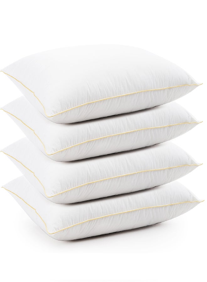 REGAL IN HOUSE Set of 4-Piece of Comfortable soft hotel pillow of Feather Alternative filling with Microfiber White / Gold 90x50cm  - Image 1
