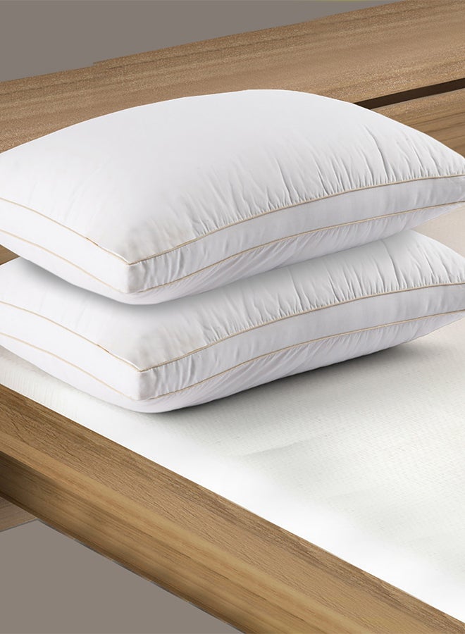 REGAL IN HOUSE Set of 2-piece of Hotel Pillow with Anti-allergic feather alternative filler Cotton White 90x50centimeter  - Image 1