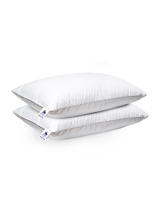 AMERICAN POLO Comfortable Strip Hotel Pillow Cotton White 90x50cm - Image 2