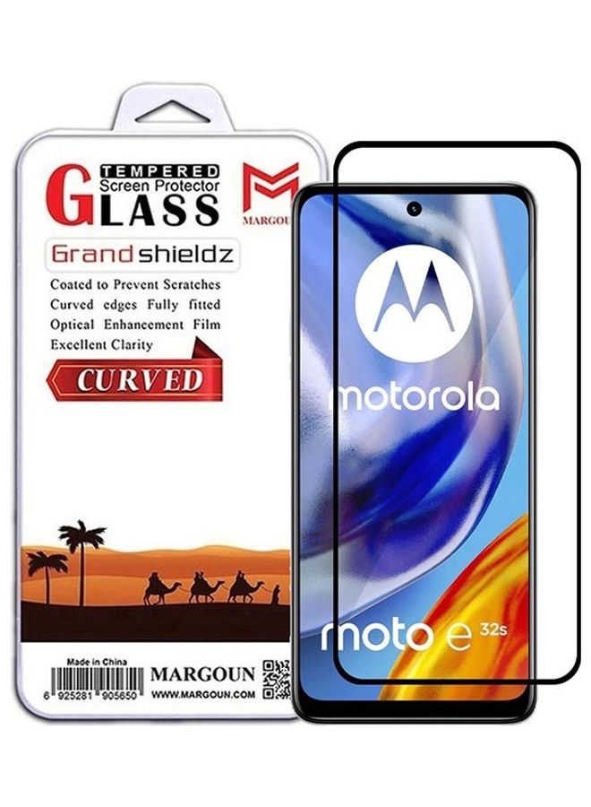 MARGOUN Moto E32s Screen Protector Tempered Glass Full Glue Back Black Side - Image 1