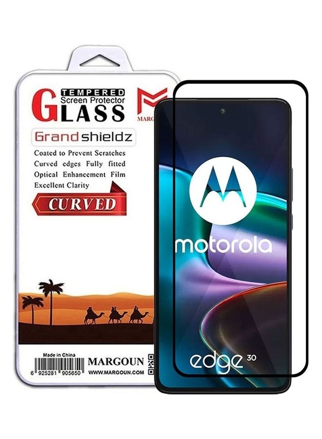 MARGOUN Moto Edge30 Screen Protector Tempered Glass Full Glue Back Black Side - Image 1