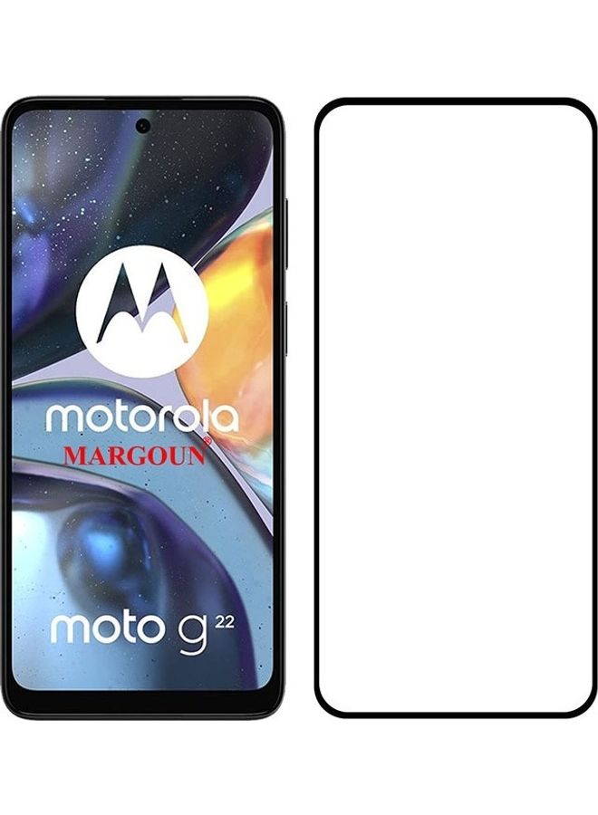 مارجون - Moto G22 Screen Protector Tempered Glass Full Glue Back Black Side - Image 1
