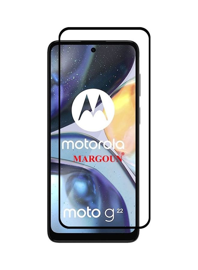 مارجون - Moto G22 Screen Protector Tempered Glass Full Glue Back Black Side - Image 1