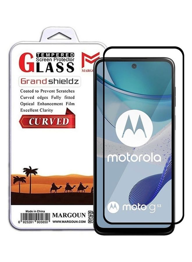 MARGOUN Moto G53 Screen Protector Tempered Glass Full Glue Back Black Side - Image 1