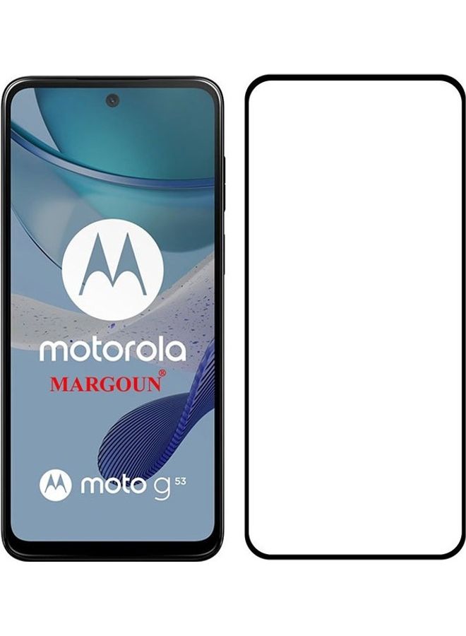 MARGOUN Moto G53 Screen Protector Tempered Glass Full Glue Back Black Side - Image 2
