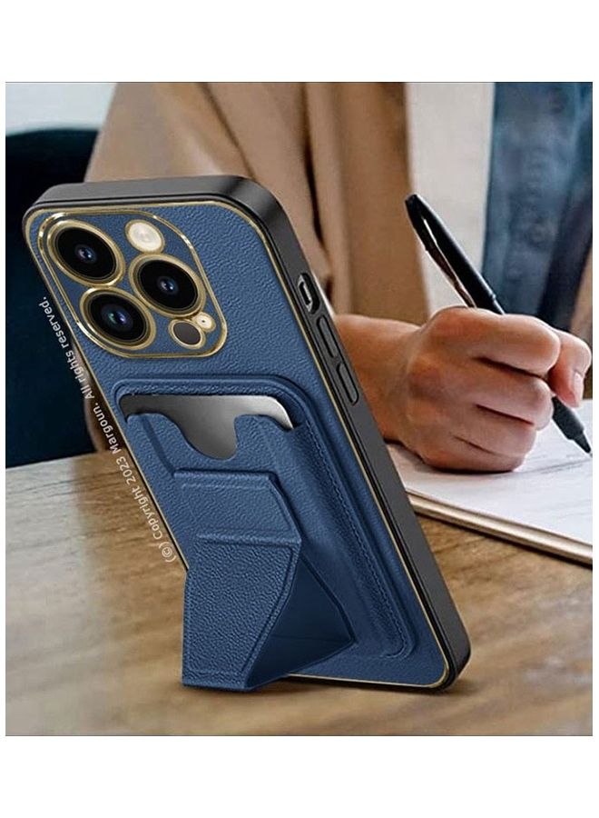 مارجون iPhone 13 Pro Case Cover Kickstand And Wallet Case Blue - Image 5