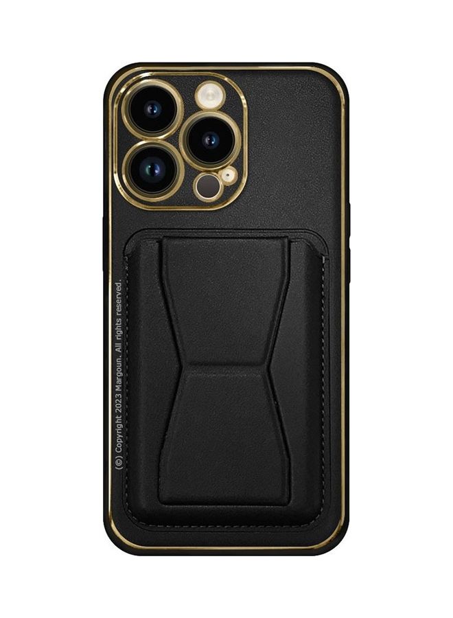 MARGOUN iPhone 14 Pro Case Cover Kickstand And Wallet Case Black - Image 2