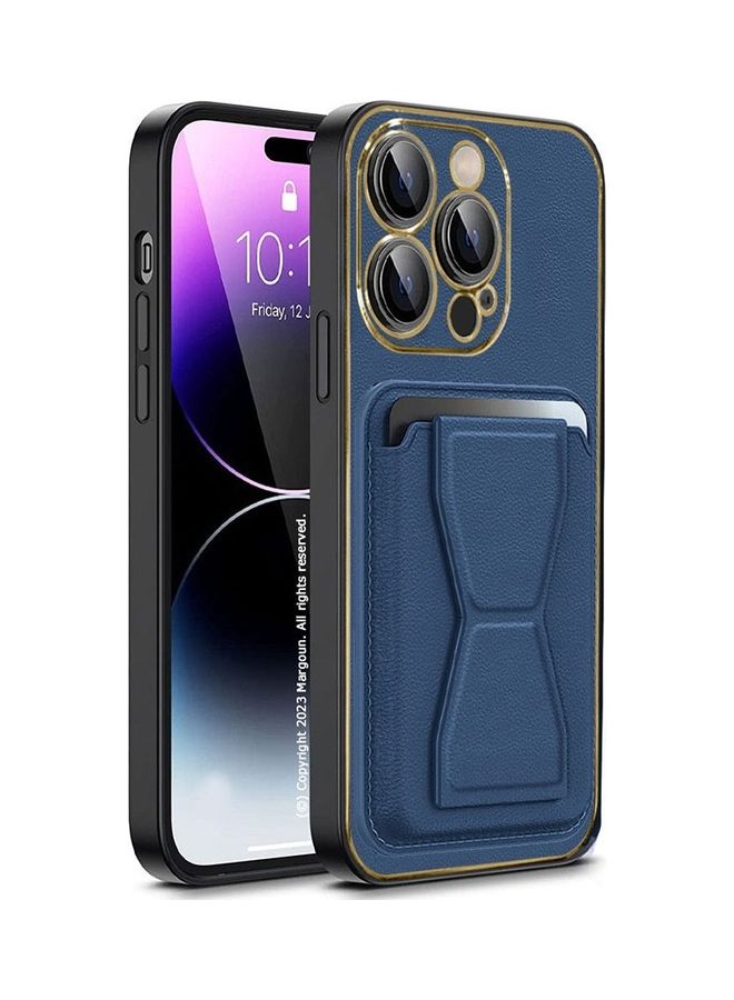 MARGOUN iPhone 14 Pro Case Cover Kickstand And Wallet Case Blue - Image 1