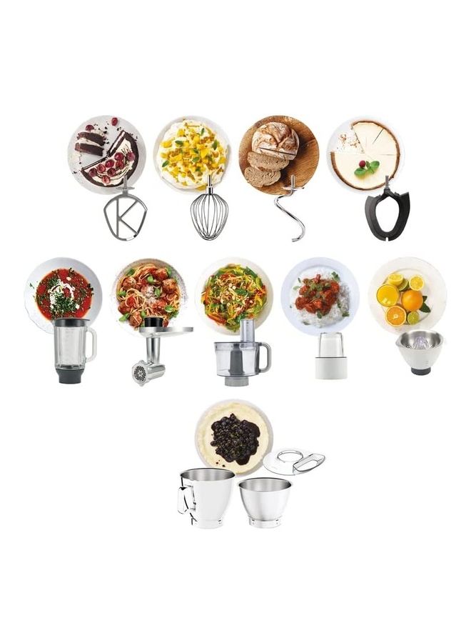 KENWOOD - Metal Body Kitchen Machine Titanium Chef Baker Xl With Built In Weighing Scale Duo Bowl 4 Tools Glass Blender Meat Grinder Food Processor Citrus Juicer Multi Mill 7 L 1200 W KVL85.704SI Silver - Image 1