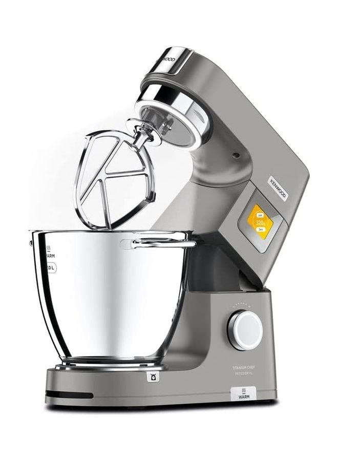 KENWOOD Stand Mixer Metal Body Kitchen Machine Titanium Chef Patissier Xl With Warming Function Built In Weighing Scale Duo Bowl 4 Tools Glass Blender Meat Grinder Multi Mill 7 L 1400 W KWL90.344SI Silver  - Image 1